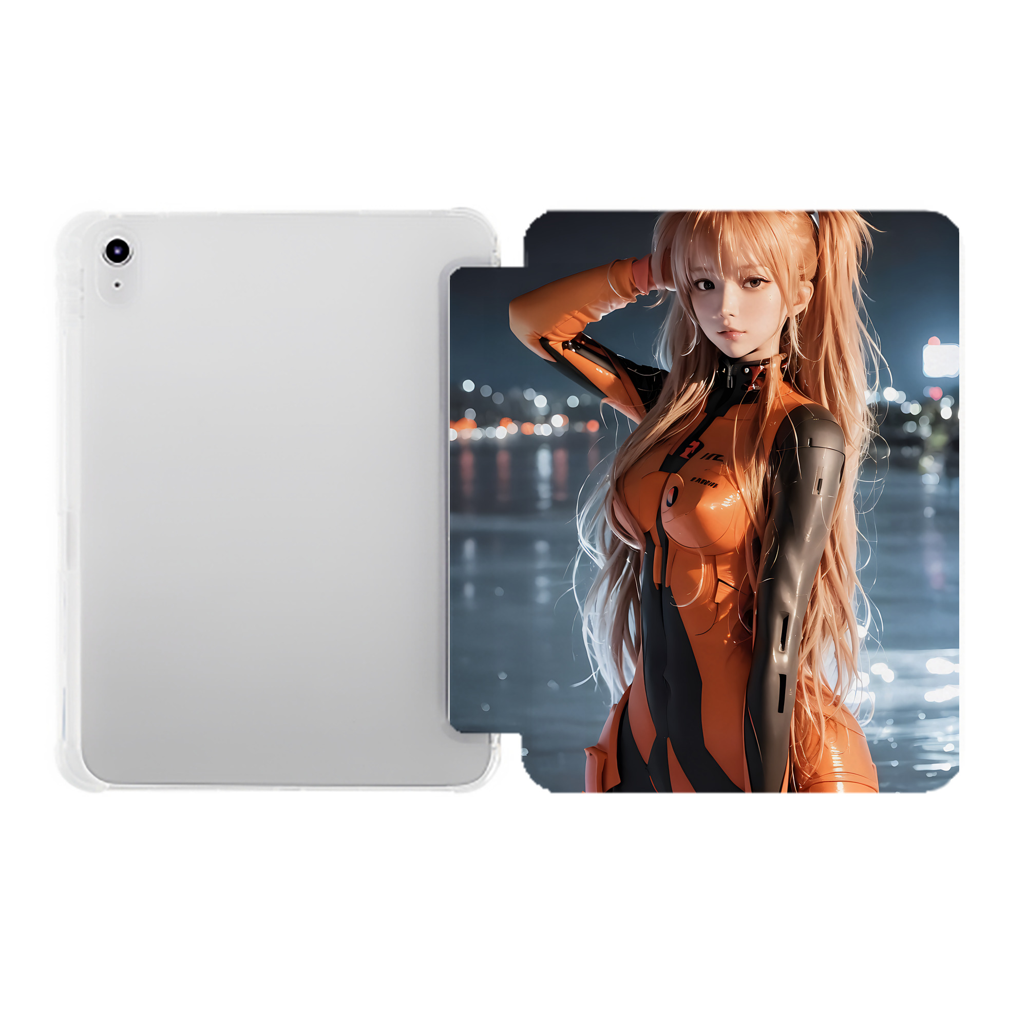 （画像用） EVA 新世紀エヴァンゲリオン IPad ケース ペン収納付き 三つ折りスタンド PUレザー×シリコン 対応機種9.5/10.5/10.9インチ
